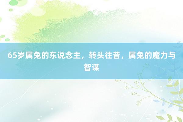 65岁属兔的东说念主，转头往昔，属兔的魔力与智谋